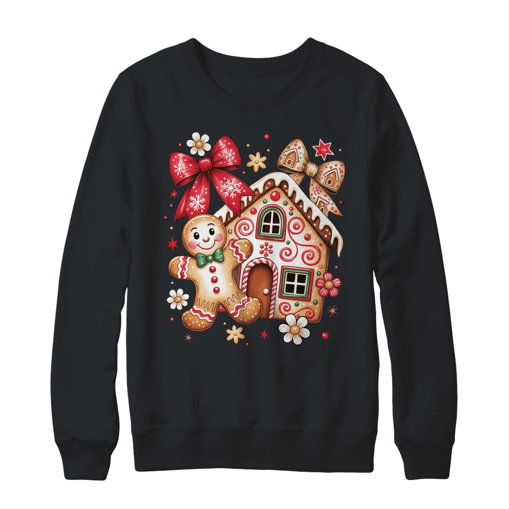 Gingerbread Christmas Bow Christmas House Retro Cookie Xmas Shirt & Sweatshirt | teecentury