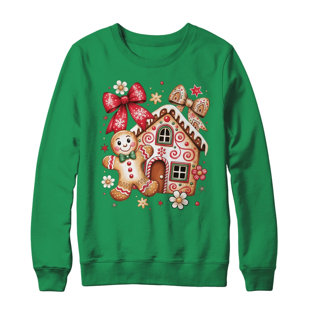 Gingerbread Christmas Bow Christmas House Retro Cookie Xmas Shirt & Sweatshirt | teecentury