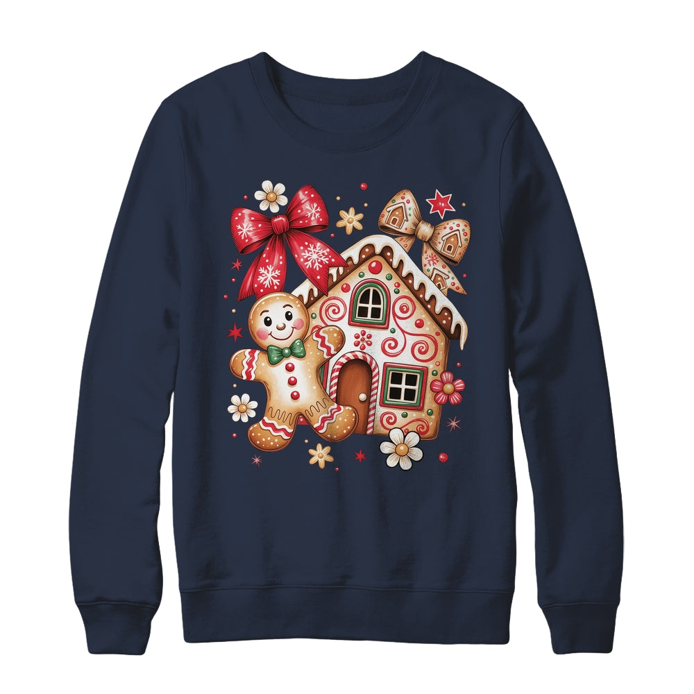 Gingerbread Christmas Bow Christmas House Retro Cookie Xmas Shirt & Sweatshirt | teecentury