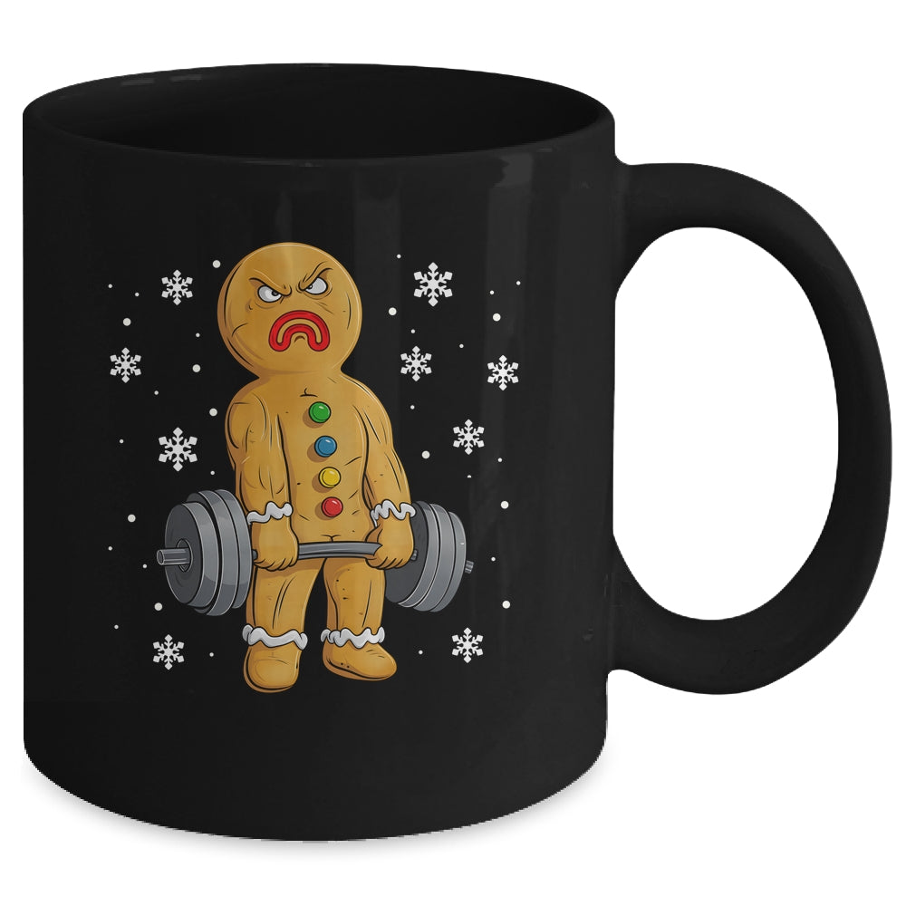 Gingerbread Man Weightlifting Christmas Fitness Gym Deadlift Mug | teecentury