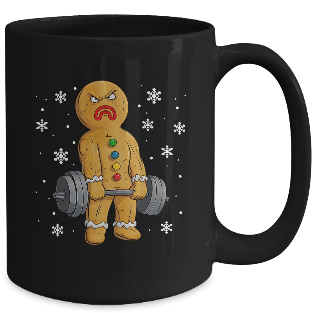 Gingerbread Man Weightlifting Christmas Fitness Gym Deadlift Mug | teecentury
