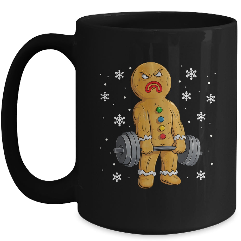 Gingerbread Man Weightlifting Christmas Fitness Gym Deadlift Mug | teecentury