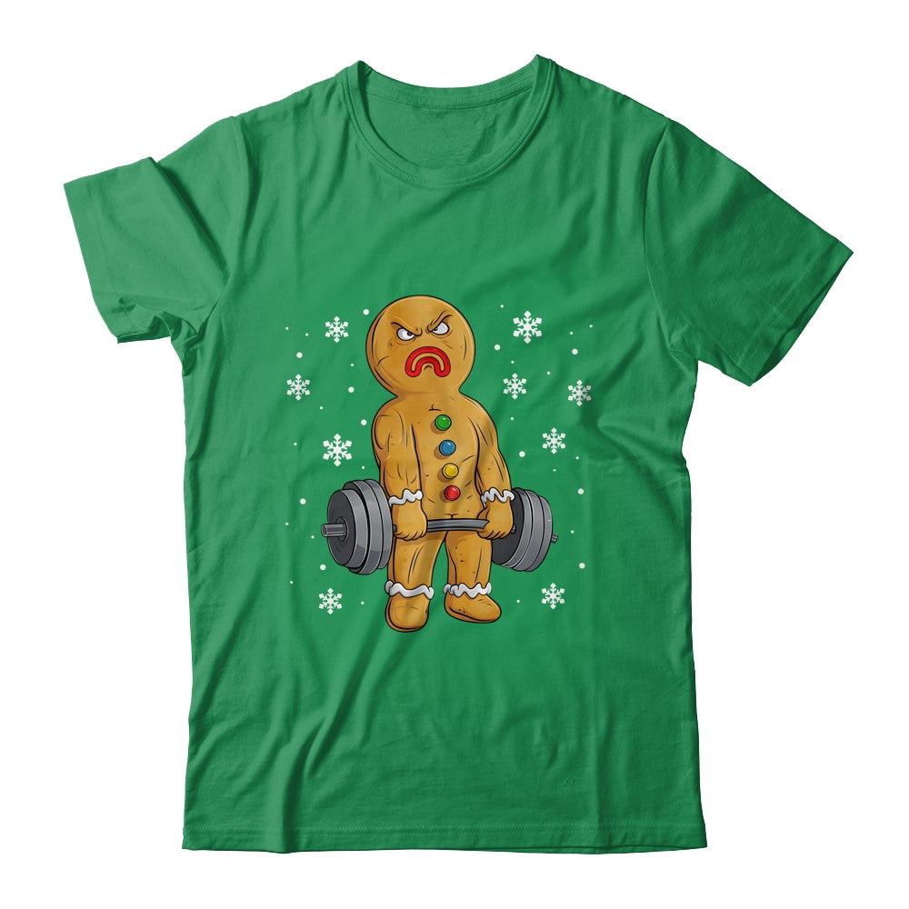 Gingerbread Man Weightlifting Christmas Fitness Gym Deadlift Shirt & Sweatshirt | teecentury