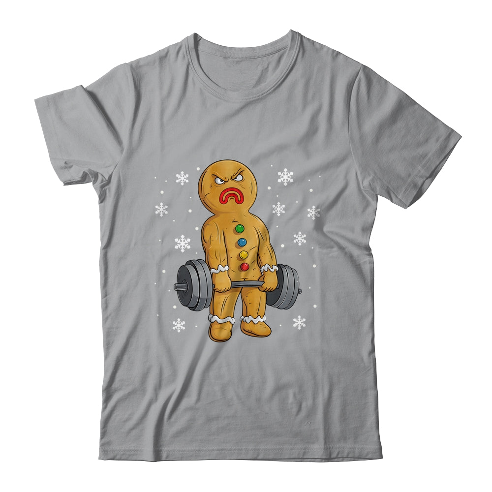 Gingerbread Man Weightlifting Christmas Fitness Gym Deadlift Shirt & Sweatshirt | teecentury