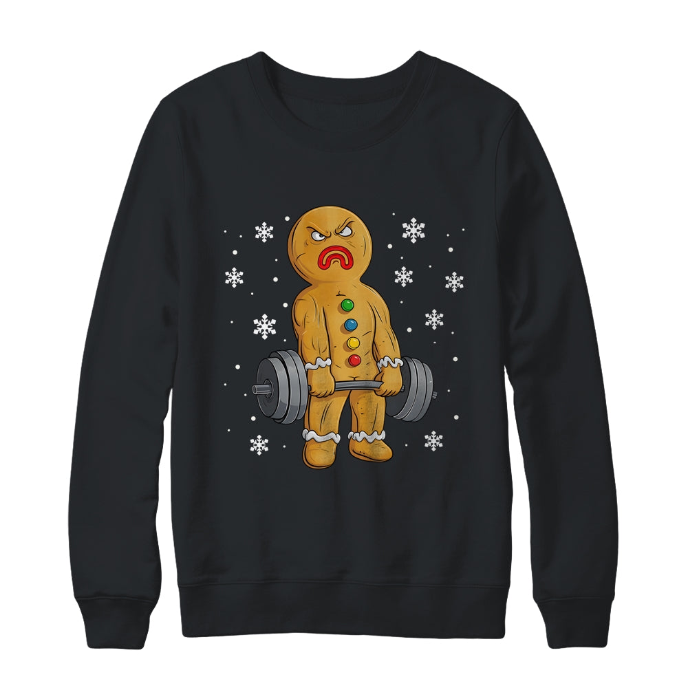 Gingerbread Man Weightlifting Christmas Fitness Gym Deadlift Shirt & Sweatshirt | teecentury