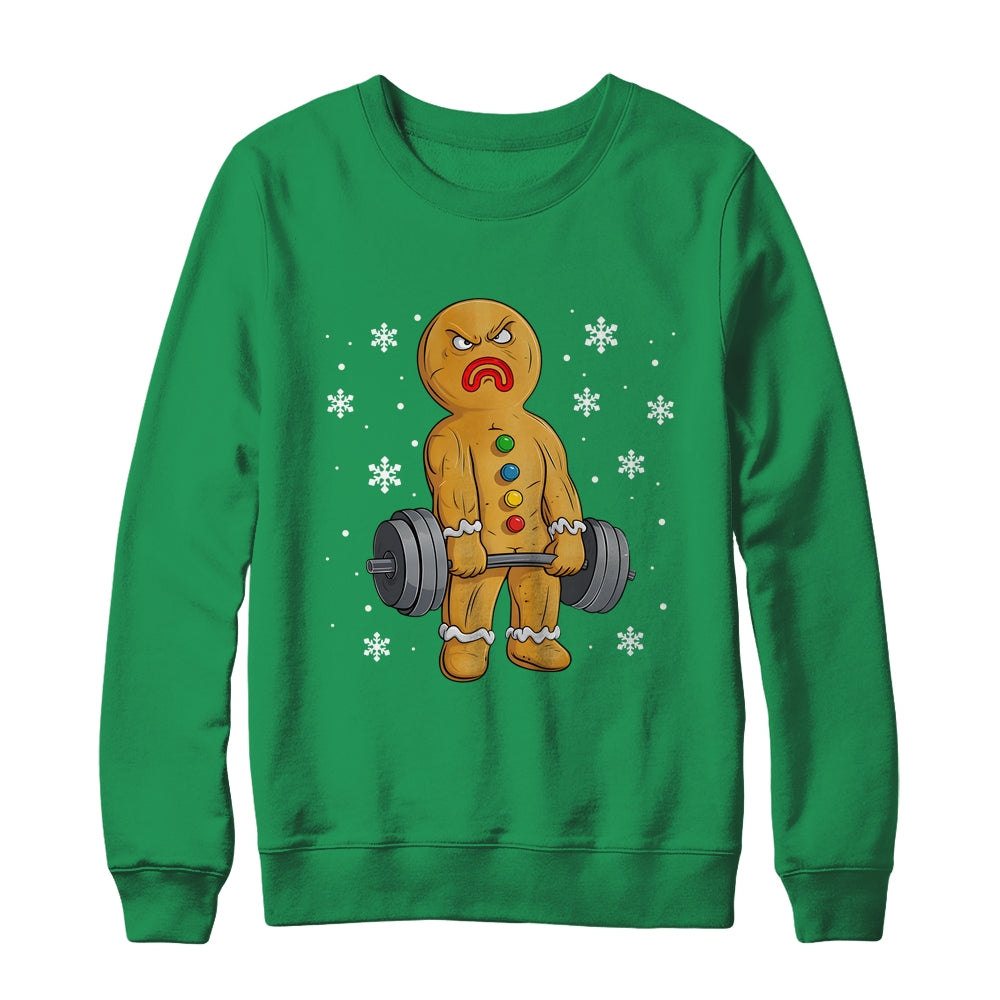 Gingerbread Man Weightlifting Christmas Fitness Gym Deadlift Shirt & Sweatshirt | teecentury