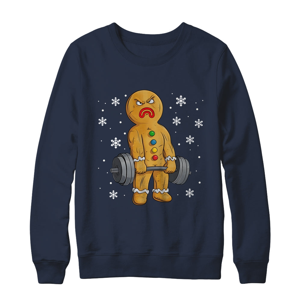 Gingerbread Man Weightlifting Christmas Fitness Gym Deadlift Shirt & Sweatshirt | teecentury