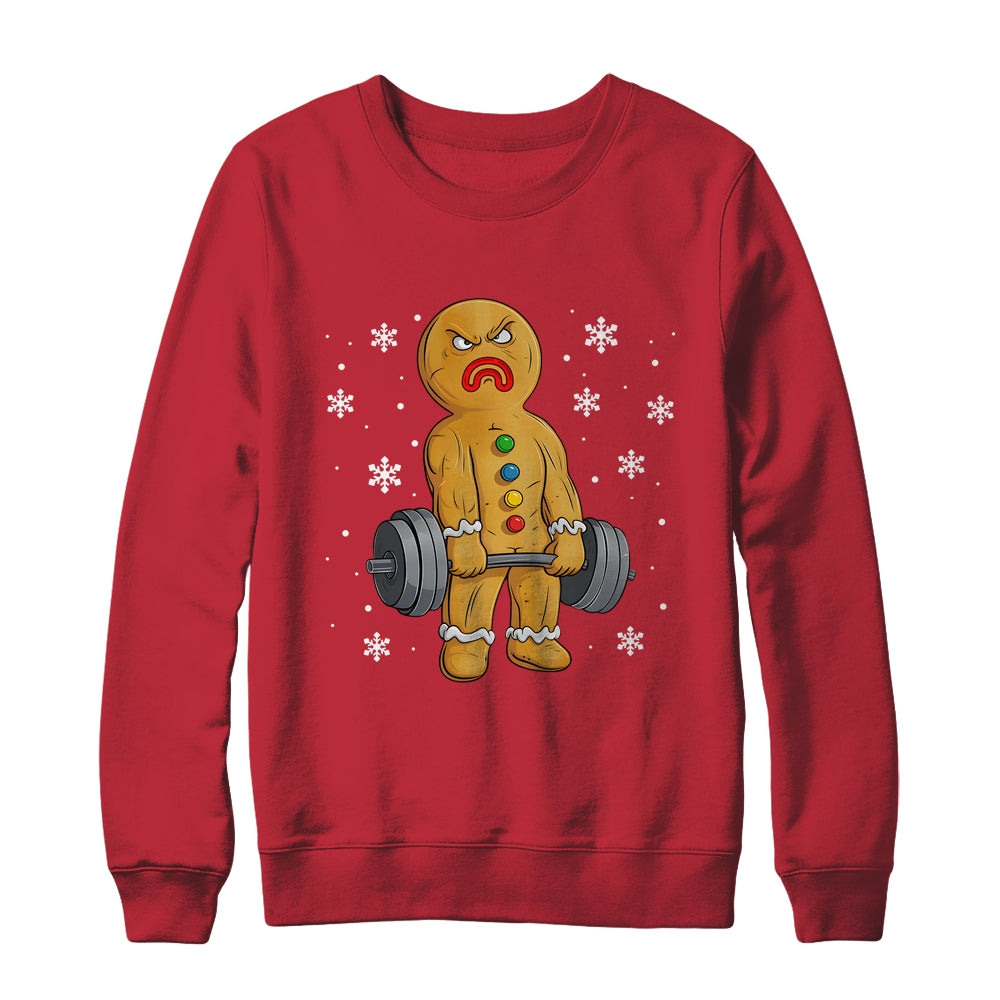 Gingerbread Man Weightlifting Christmas Fitness Gym Deadlift Shirt & Sweatshirt | teecentury
