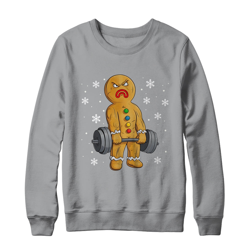 Gingerbread Man Weightlifting Christmas Fitness Gym Deadlift Shirt & Sweatshirt | teecentury