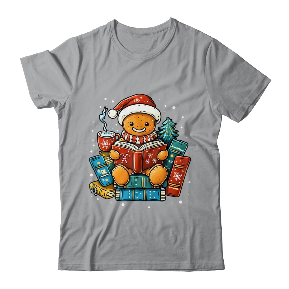 Gingerbread Reading Book Lovers Christmas Bookworm Librarian Shirt & Sweatshirt | teecentury