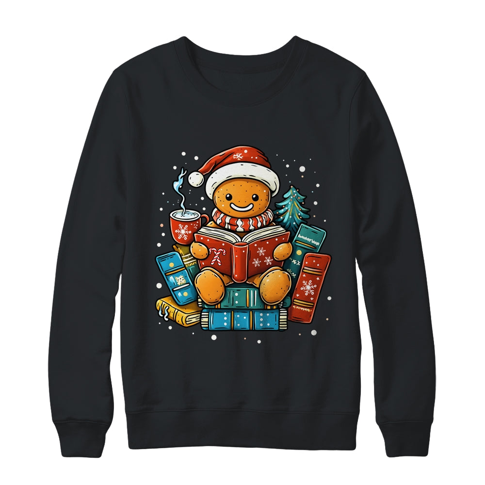 Gingerbread Reading Book Lovers Christmas Bookworm Librarian Shirt & Sweatshirt | teecentury