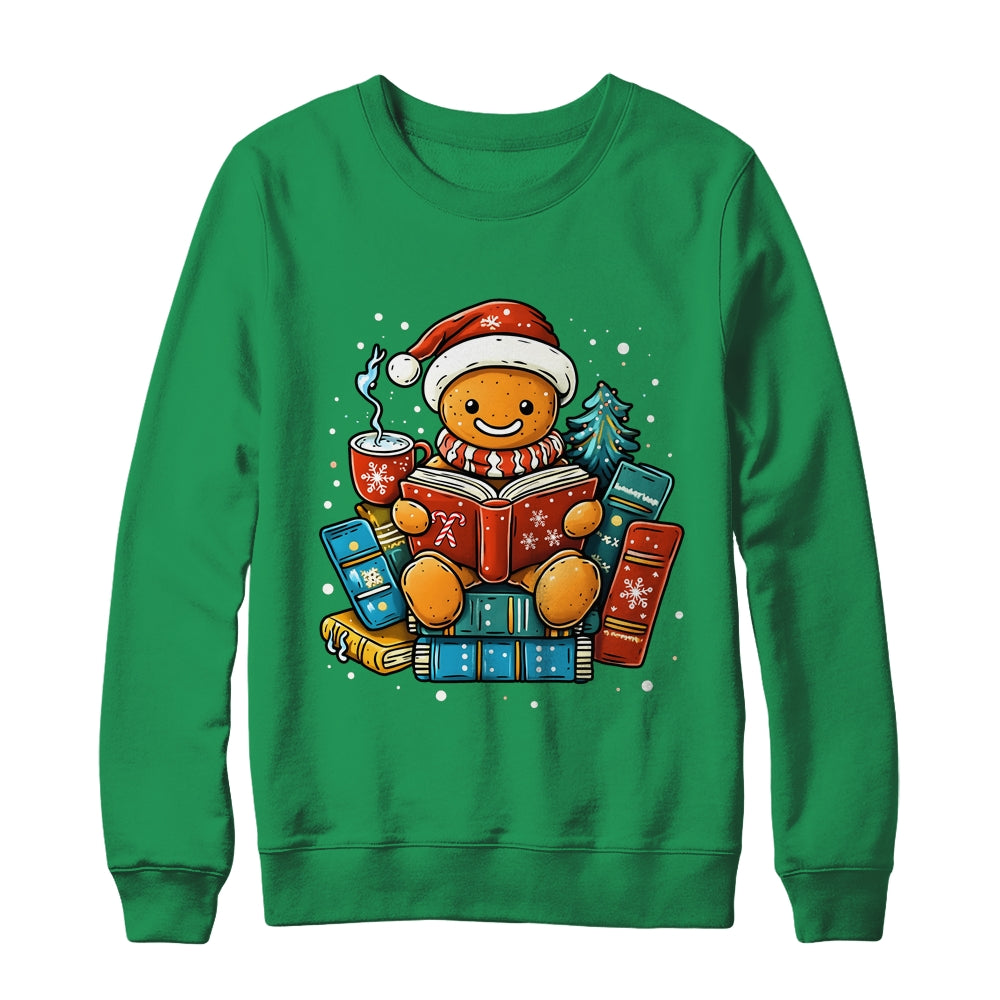 Gingerbread Reading Book Lovers Christmas Bookworm Librarian Shirt & Sweatshirt | teecentury