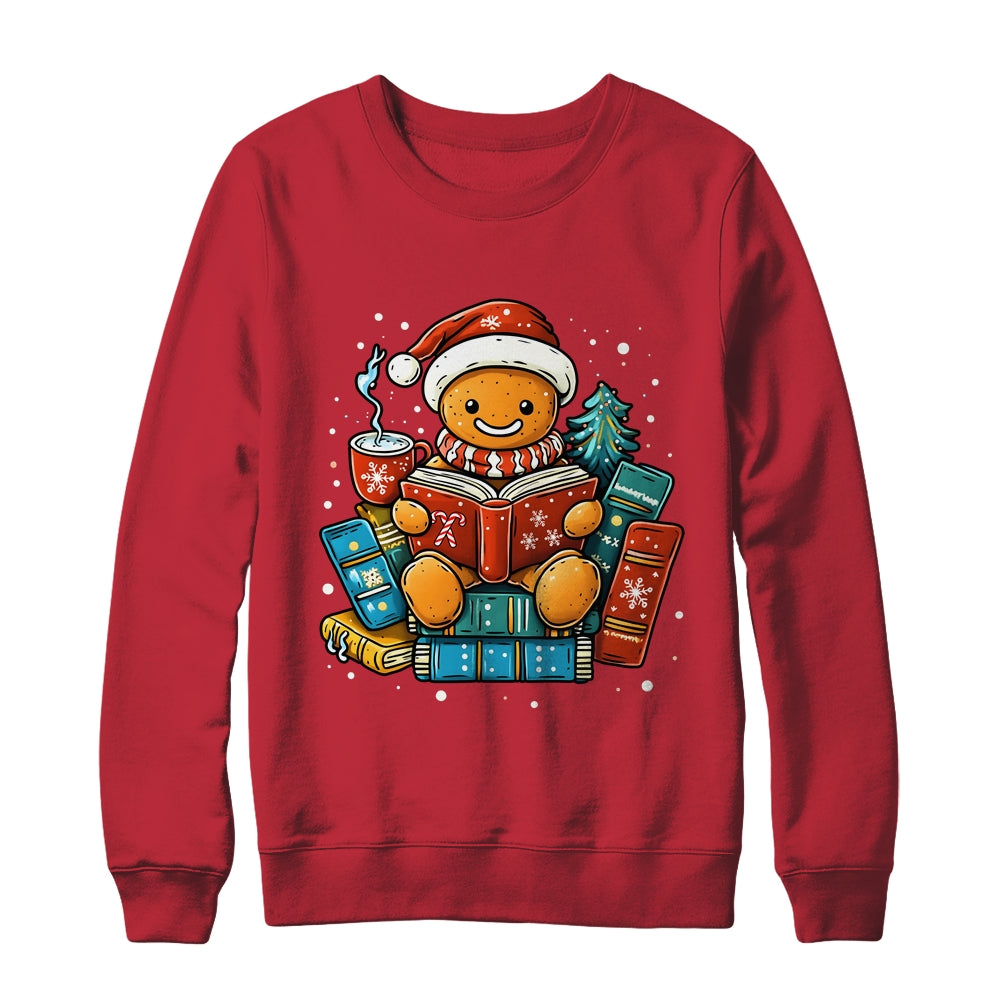 Gingerbread Reading Book Lovers Christmas Bookworm Librarian Shirt & Sweatshirt | teecentury