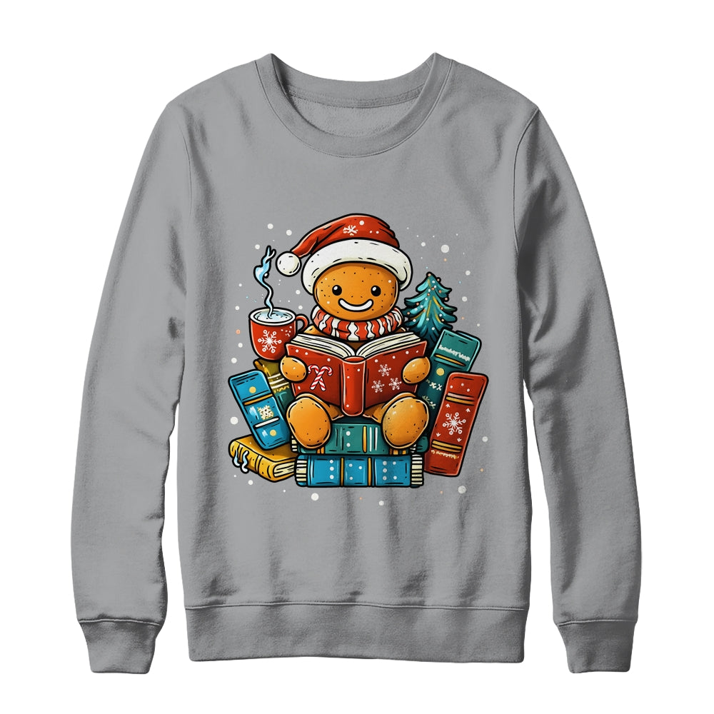 Gingerbread Reading Book Lovers Christmas Bookworm Librarian Shirt & Sweatshirt | teecentury