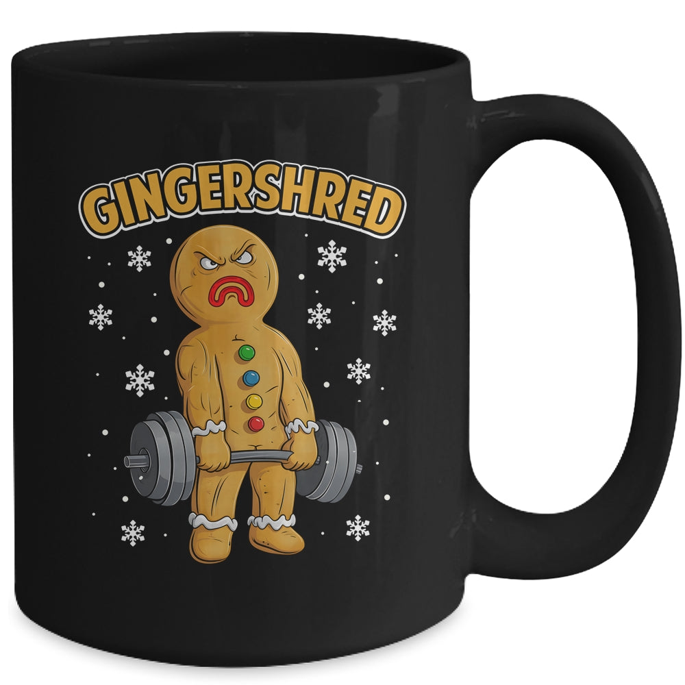 Gingershred Funny Gingerbread Man Gym Bodybuilding Christmas Mug | teecentury