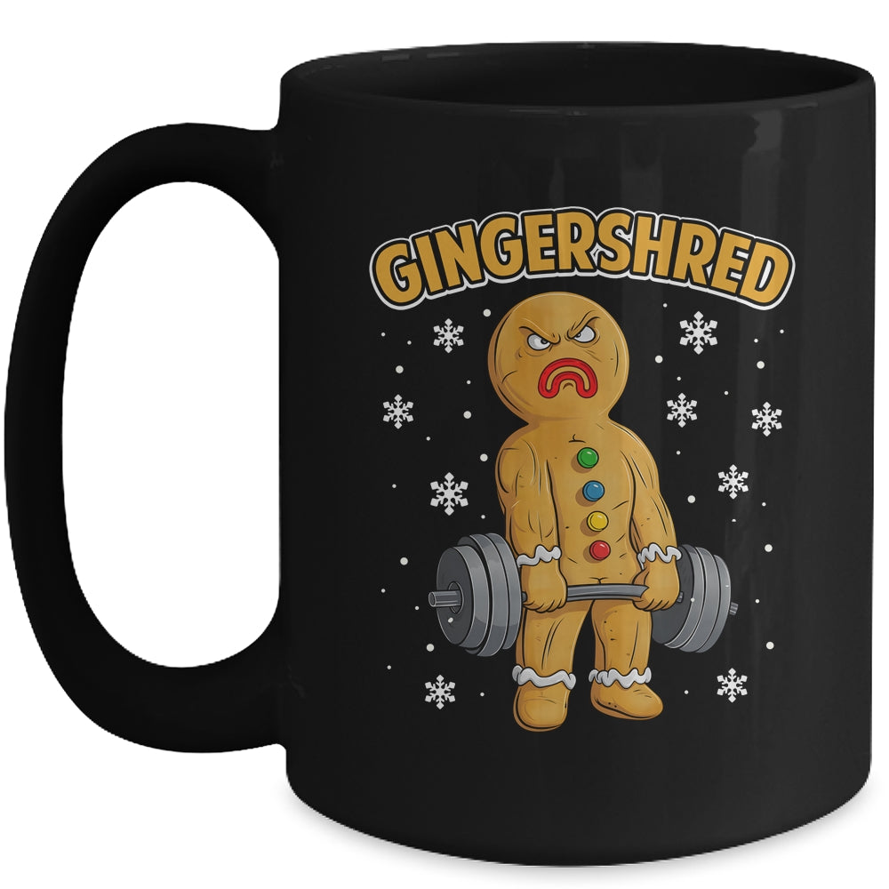 Gingershred Funny Gingerbread Man Gym Bodybuilding Christmas Mug | teecentury