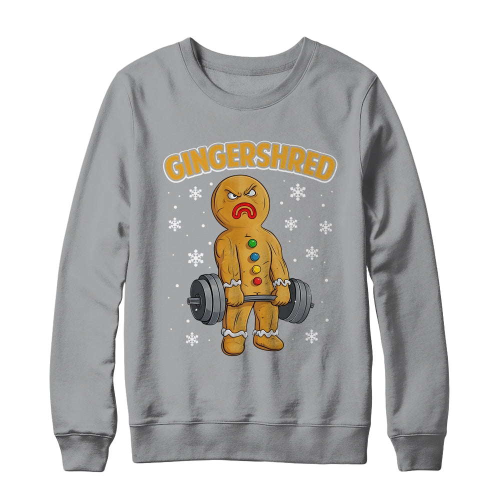 Gingershred Funny Gingerbread Man Gym Bodybuilding Christmas Shirt & Sweatshirt | teecentury