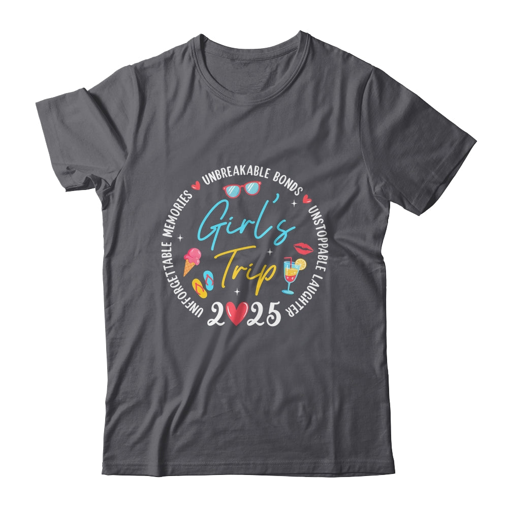 Girl's Trip 2025 Memories Girls Friends Trip Vacation Retro Shirt & Tank Top | teecentury