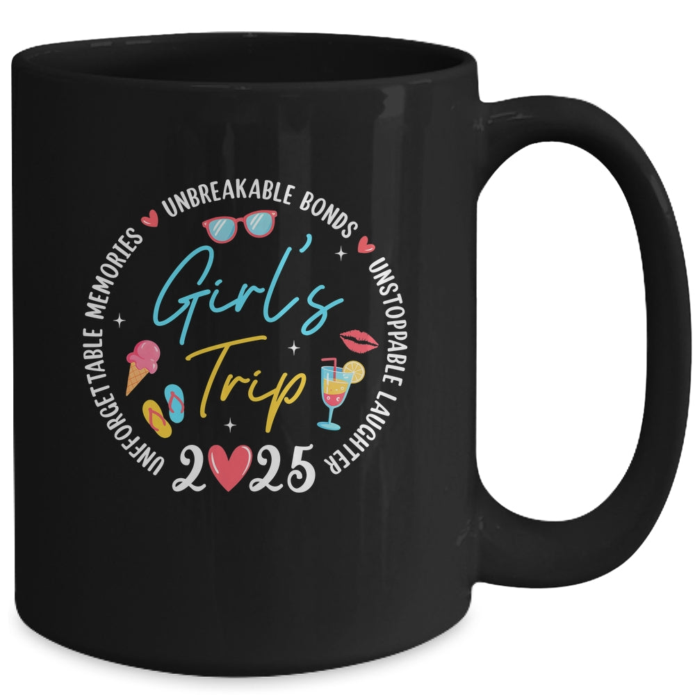 Girl's Trip 2025 Memories Girls Friends Trip Vacation Retro Mug | teecentury