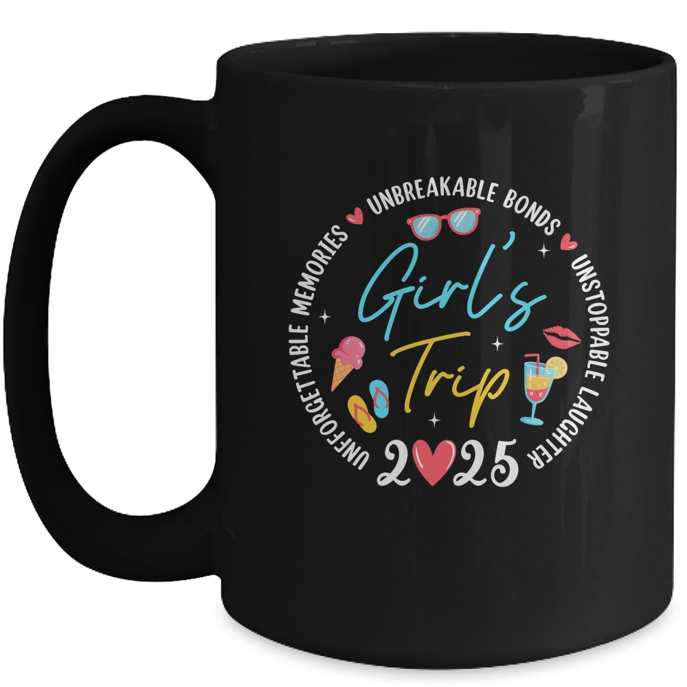 Girl's Trip 2025 Memories Girls Friends Trip Vacation Retro Mug | teecentury