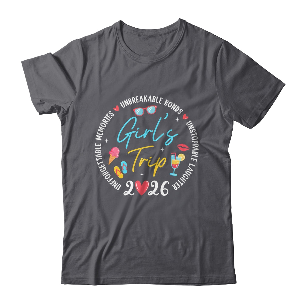 Girl's Trip 2026 Memories Girls Friends Trip Vacation Retro Shirt & Tank Top | teecentury