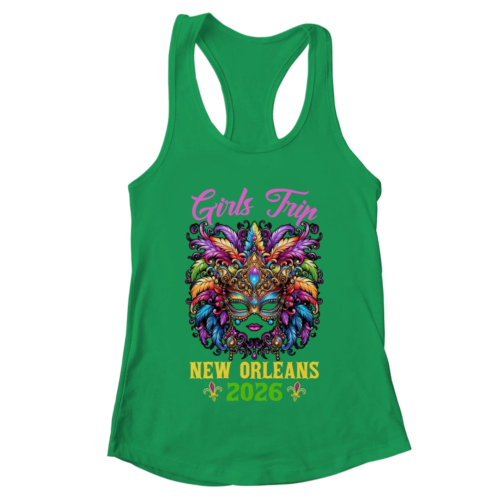 Girls Trip New Orleans 2026 Women Girl Mardi Gras Mask Beads Shirt & Tank Top | teecentury