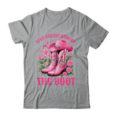 Give Breast Cancer The Boot Cowgirl Cancer Awareness Ribbon Shirt & Tank Top | teecentury