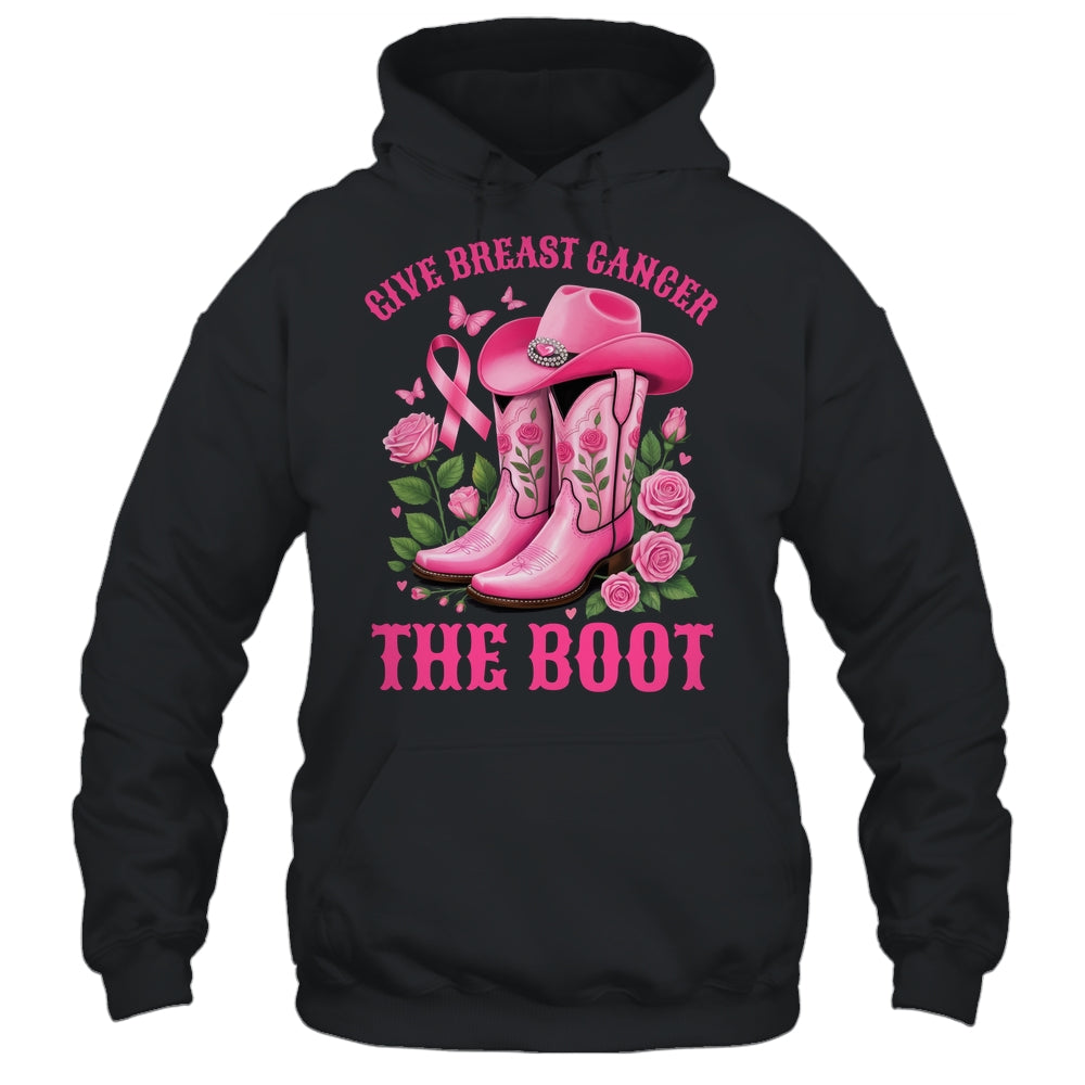 Give Breast Cancer The Boot Cowgirl Cancer Awareness Ribbon Shirt & Tank Top | teecentury