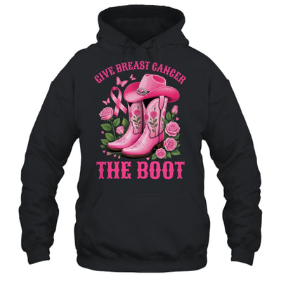 Give Breast Cancer The Boot Cowgirl Cancer Awareness Ribbon Shirt & Tank Top | teecentury