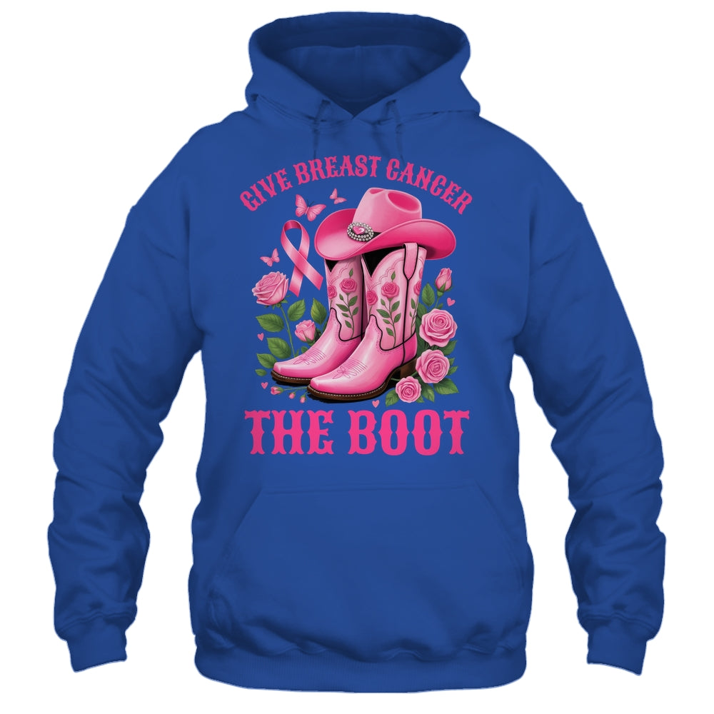Give Breast Cancer The Boot Cowgirl Cancer Awareness Ribbon Shirt & Tank Top | teecentury