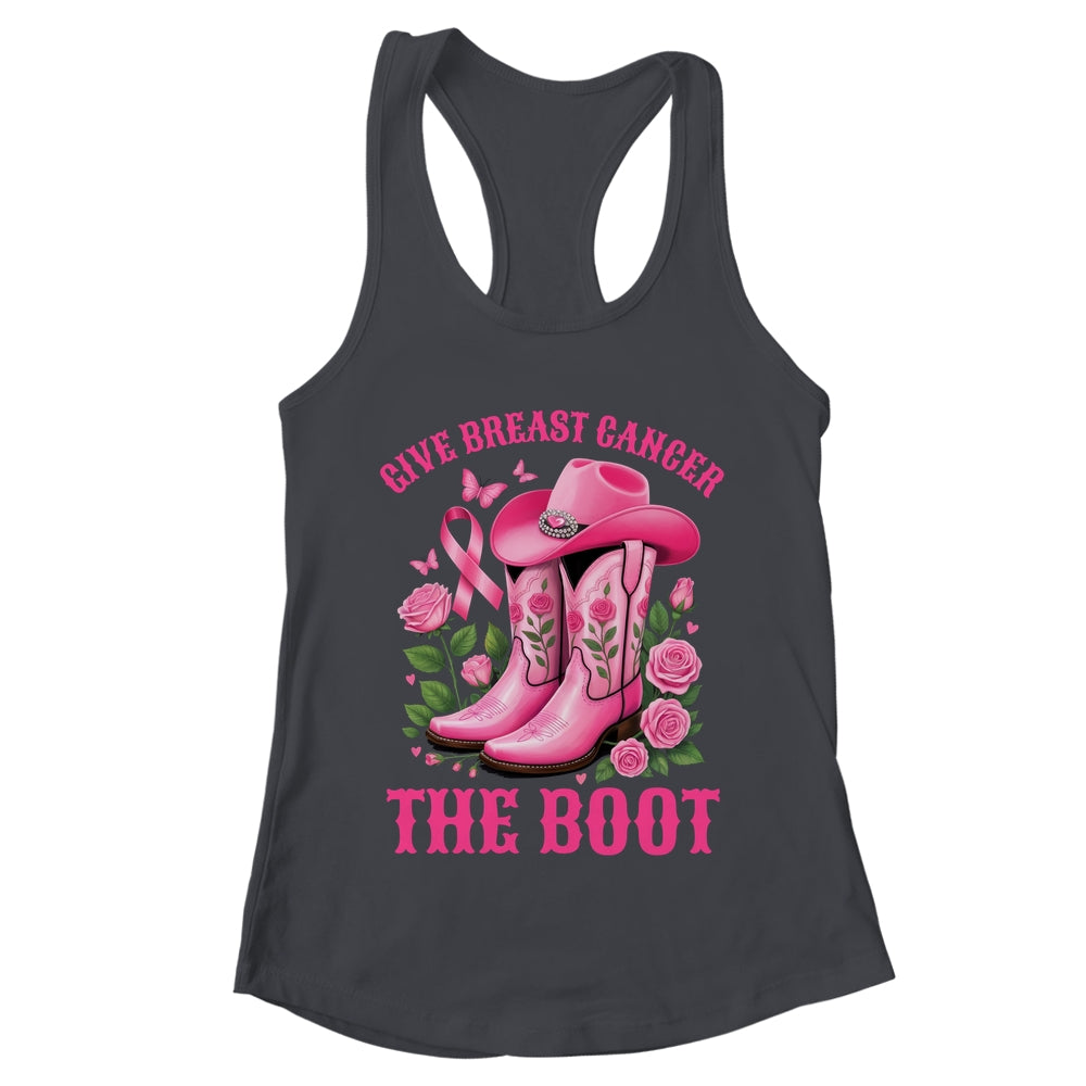 Give Breast Cancer The Boot Cowgirl Cancer Awareness Ribbon Shirt & Tank Top | teecentury