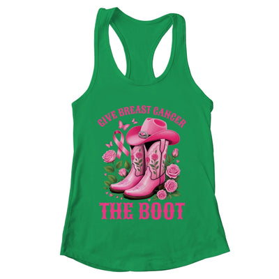 Give Breast Cancer The Boot Cowgirl Cancer Awareness Ribbon Shirt & Tank Top | teecentury