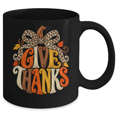 Give Thanks Pumpkin Retro Fall Coquette Thanksgiving Autumn Mug | teecentury