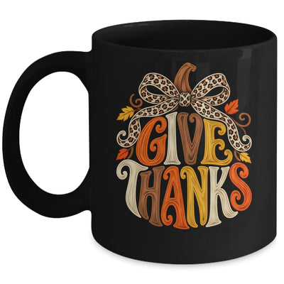 Give Thanks Pumpkin Retro Fall Coquette Thanksgiving Autumn Mug | teecentury