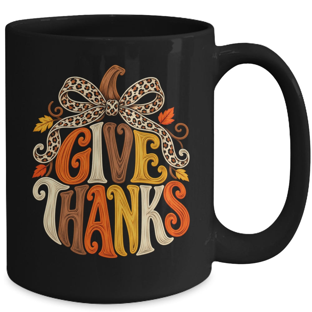 Give Thanks Pumpkin Retro Fall Coquette Thanksgiving Autumn Mug | teecentury