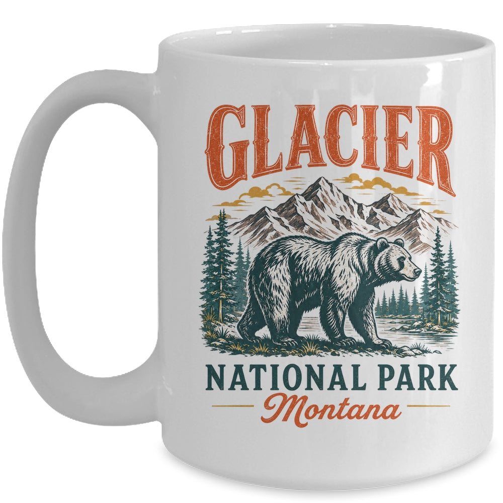 Glacier National Park Montana Bear Vintage Hiking Nature Mug | teecentury