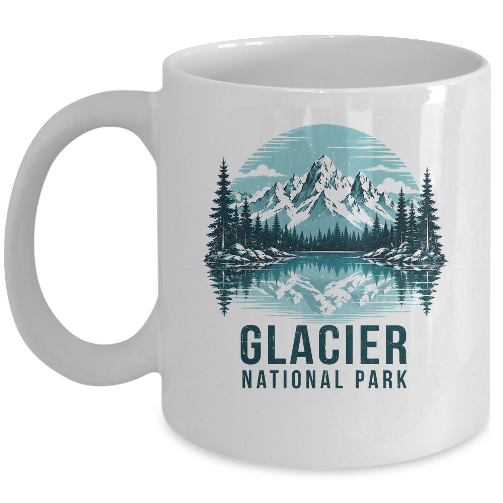 Glacier National Park Retro Mountain Lake Outdoor Hiking Mug | teecentury