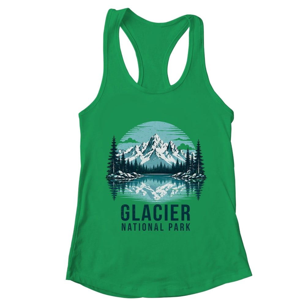 Glacier National Park Retro Mountain Lake Outdoor Hiking Shirt & Tank Top | teecentury