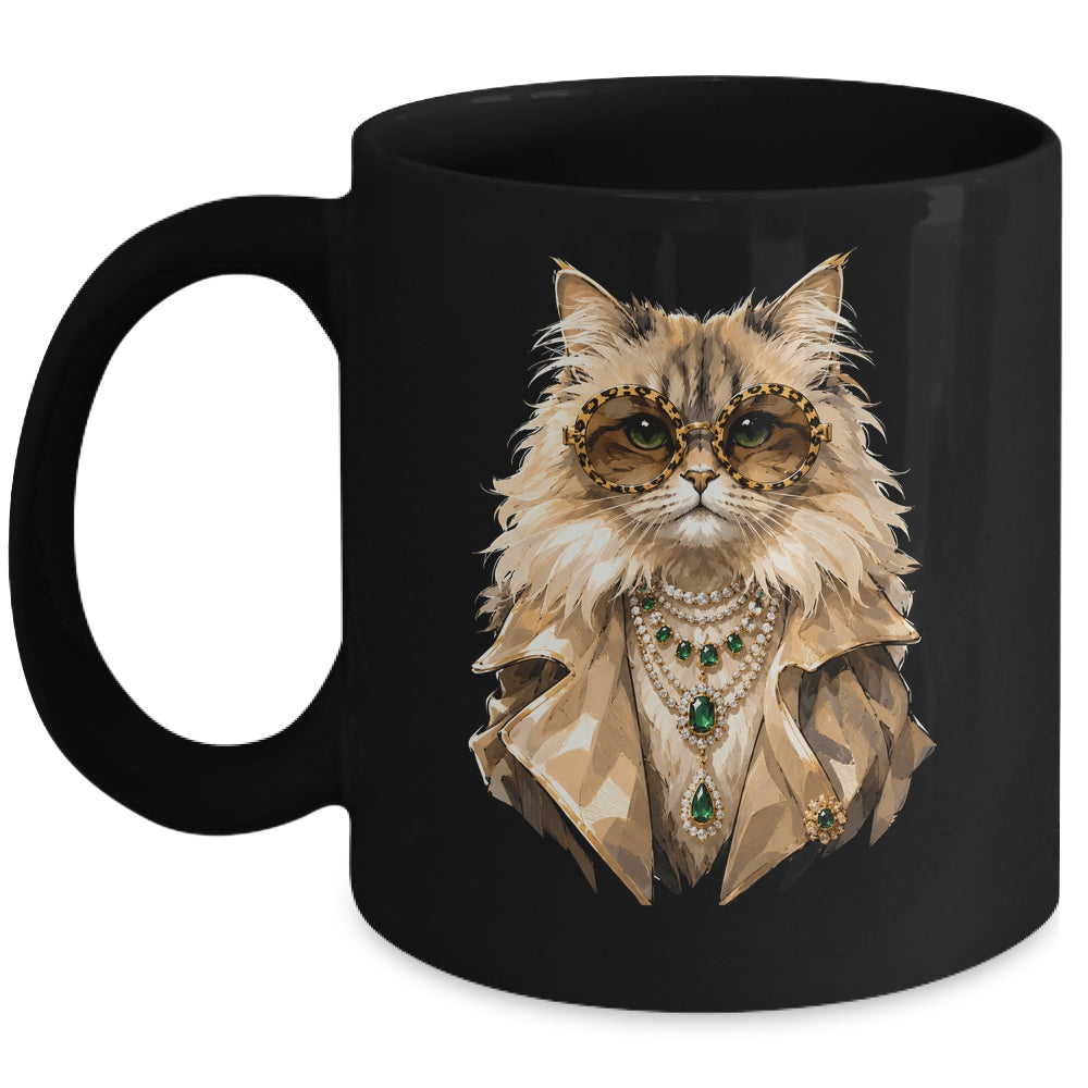 Glam Cat Coquette Pink Sunglasses Leopard Cat Lovers Funny Mug | teecentury