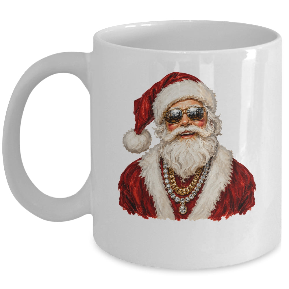 Glam Santa Leopard Sunglasses Cute Christmas Holiday Women Mug | teecentury