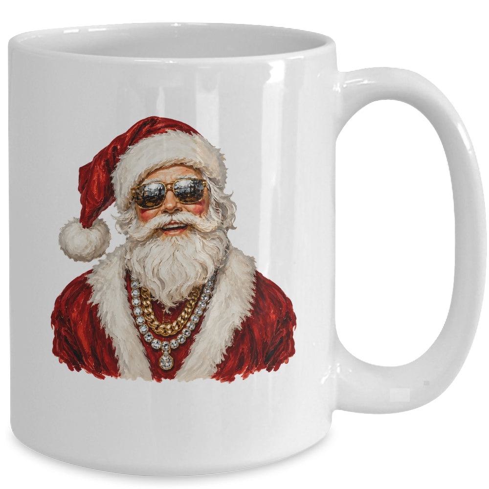 Glam Santa Leopard Sunglasses Cute Christmas Holiday Women Mug | teecentury