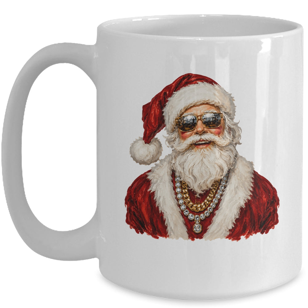 Glam Santa Leopard Sunglasses Cute Christmas Holiday Women Mug | teecentury