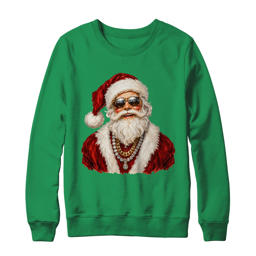 Glam Santa Leopard Sunglasses Cute Christmas Holiday Women Shirt & Sweatshirt | teecentury