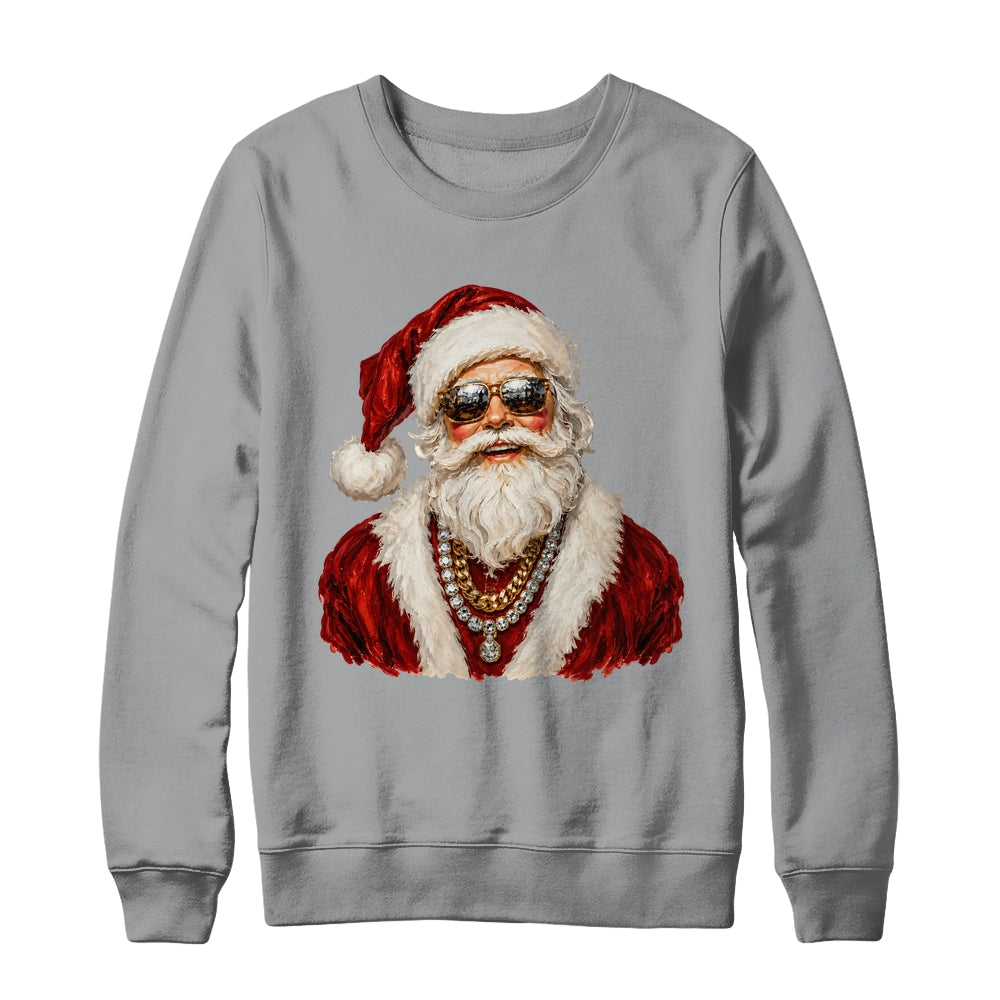 Glam Santa Leopard Sunglasses Cute Christmas Holiday Women Shirt & Sweatshirt | teecentury