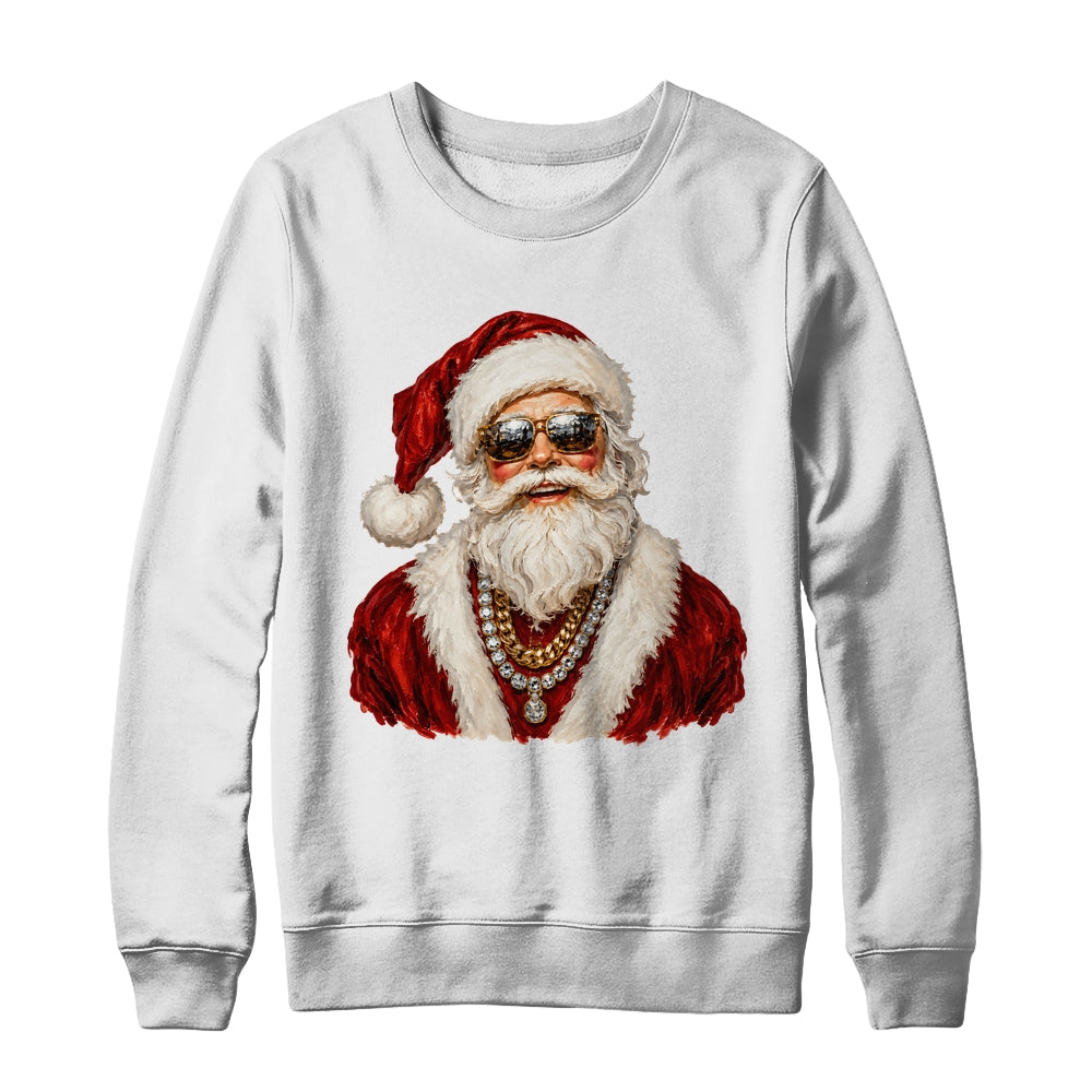 Glam Santa Leopard Sunglasses Cute Christmas Holiday Women Shirt & Sweatshirt | teecentury