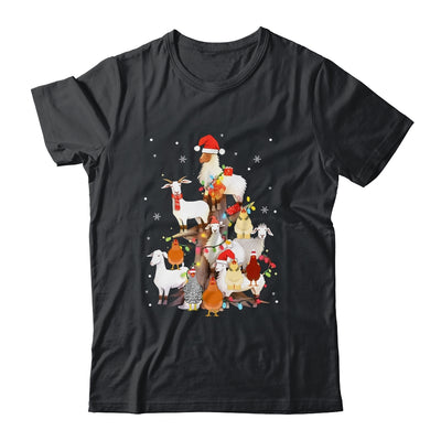 Goat Chicken Santa Hat Reindeer Christmas Lights Farm Animal Shirt & Sweatshirt | teecentury