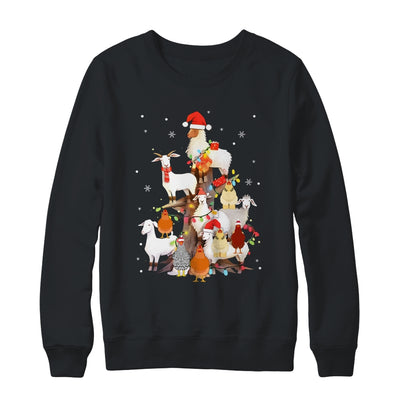 Goat Chicken Santa Hat Reindeer Christmas Lights Farm Animal Shirt & Sweatshirt | teecentury