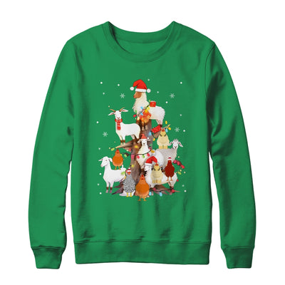 Goat Chicken Santa Hat Reindeer Christmas Lights Farm Animal Shirt & Sweatshirt | teecentury