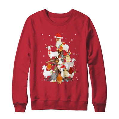 Goat Chicken Santa Hat Reindeer Christmas Lights Farm Animal Shirt & Sweatshirt | teecentury