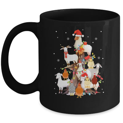 Goat Chicken Santa Hat Reindeer Christmas Lights Farm Animal Mug | teecentury